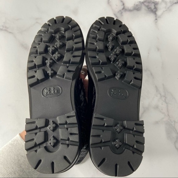 ATTILIO GIUSTI LEOMBRUNI Combat Boot Croc Embossed Patent Leather Size NWOT - Picture 8 of 12